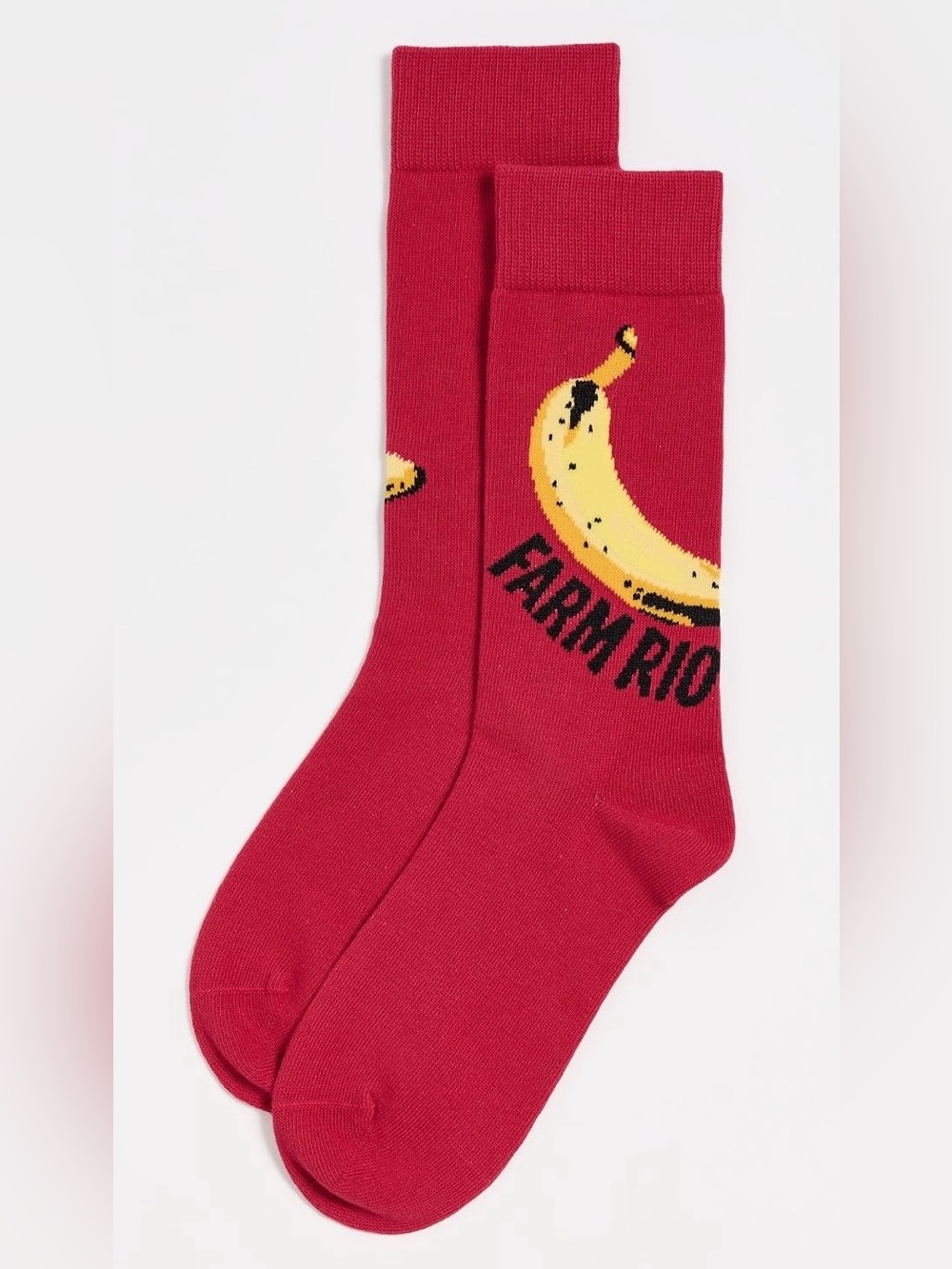 FARM Rio Red Socks with Yellow Banana Graphic, Unisex One Size